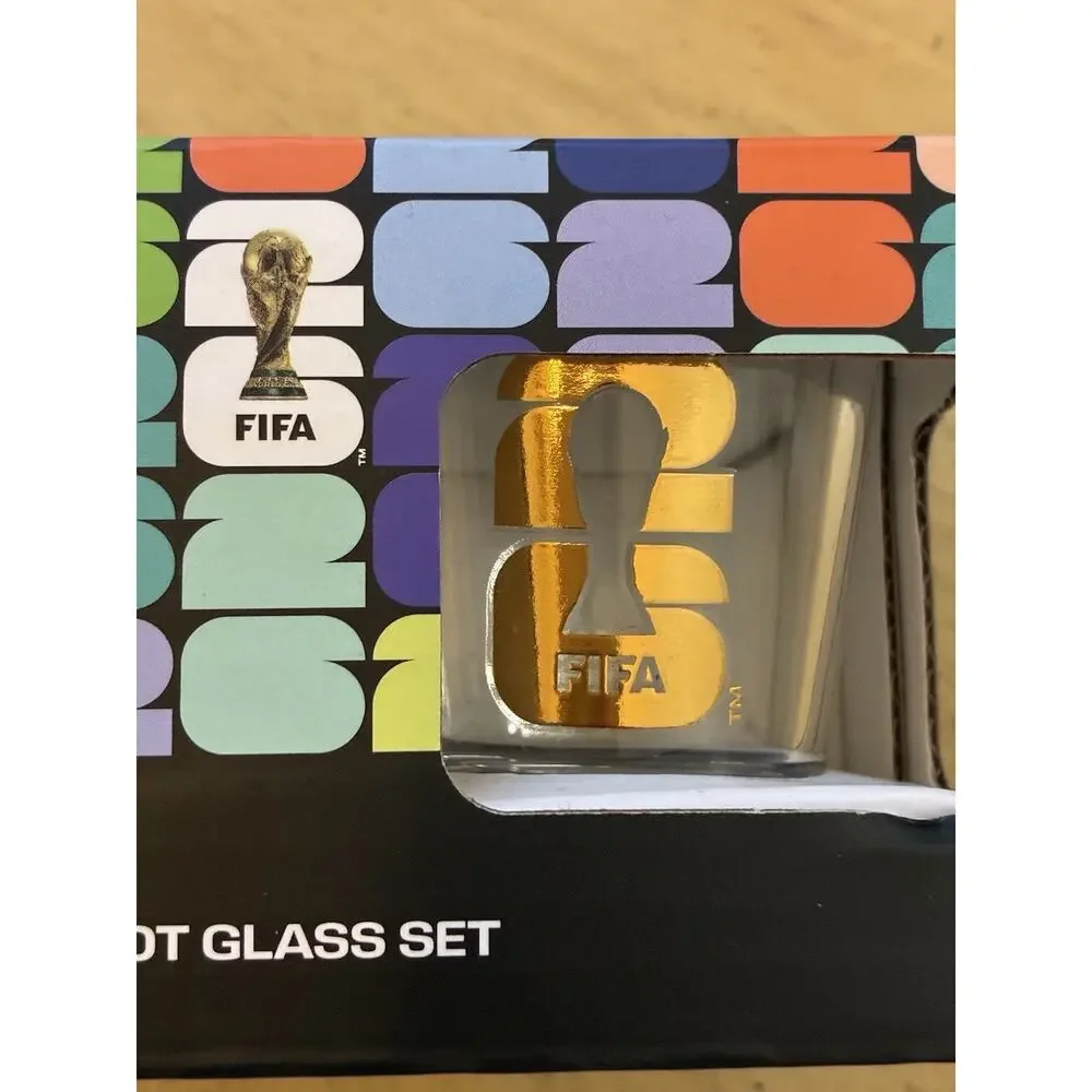 FIFA WORLD CUP 2026 2 OZ LOGO SHOT GLASS 2 PACK OFFICIALLY LICENSED *NEW*